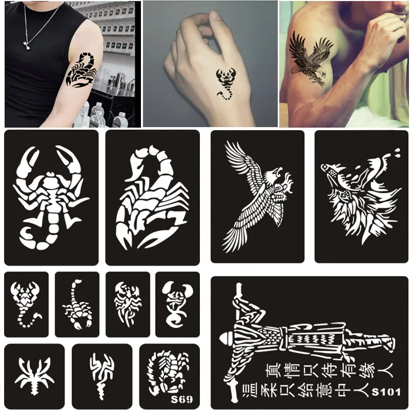 

21 PCS/SET Small Airbrush Tattoo Stencils For Men Women Stencil Printer Ink Body Paint Art tattoo template