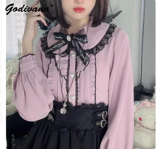 Рубашка женская с длинным рукавом милая блузка в стиле Лолиты японская серия