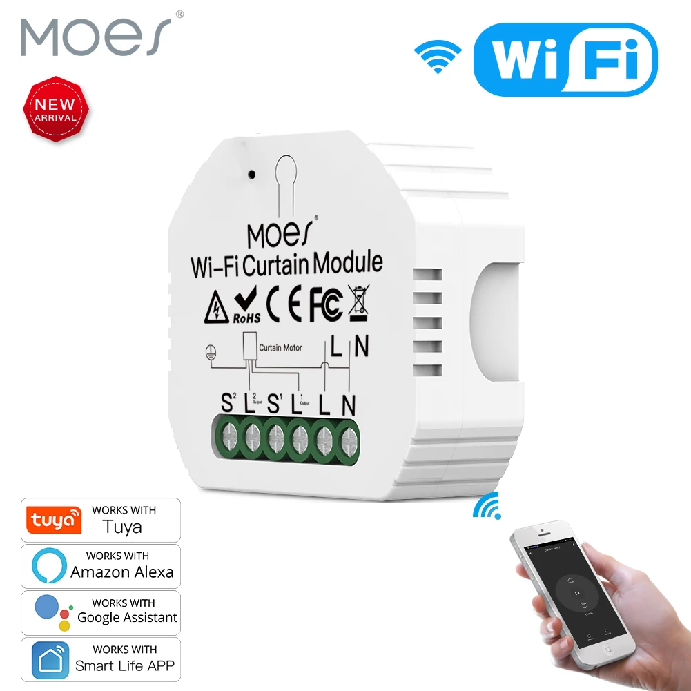 

Умный мини-модуль для выключателя штор, Wi-Fi, управление через приложение, работает с Alexa Google Home