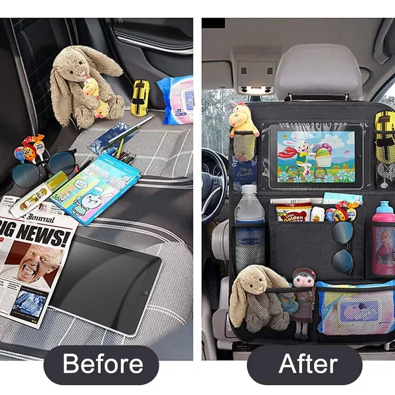 

Car Tools Car Backseat Organizer with Touch Screen Tablet Holder + 9 Storage Pockets Kick Mats Car Seat Back Protectors for Kids
