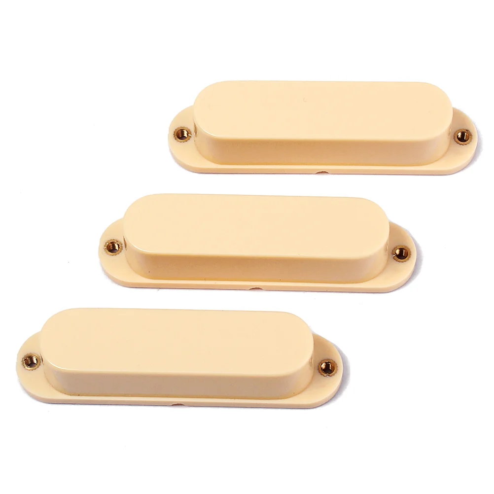 

3pcs Style Single Coil Guitar Pickup Cover Set No holes with Copper Eyes (Cream)