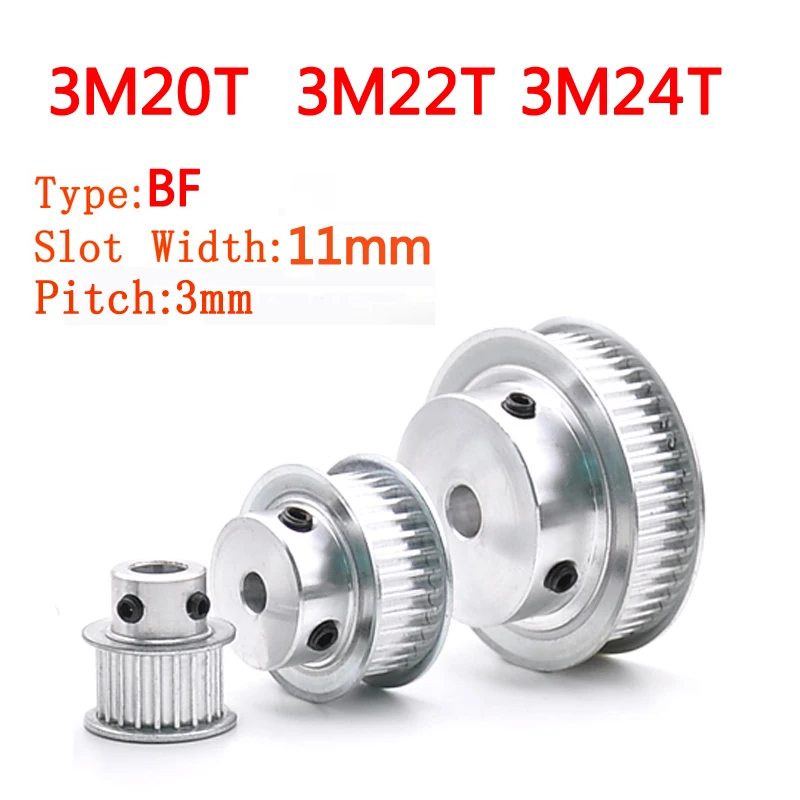 

BF Type 3M Timing Pulley 3M20T 3M22T 3M24T Slot Width 11mm Boss Aluminium Synchronous Wheel Pulleys Bore 4/5/6/6.35/8/10mm