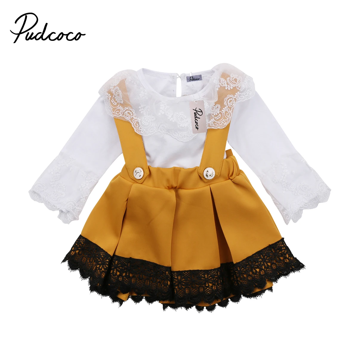 2022 Brand New Newborn Toddler Infant Kid Baby Girl Lace Jumpsuit Romper Princess Party Skirt 2Pc Outfit Set Long Sleeve Clothes