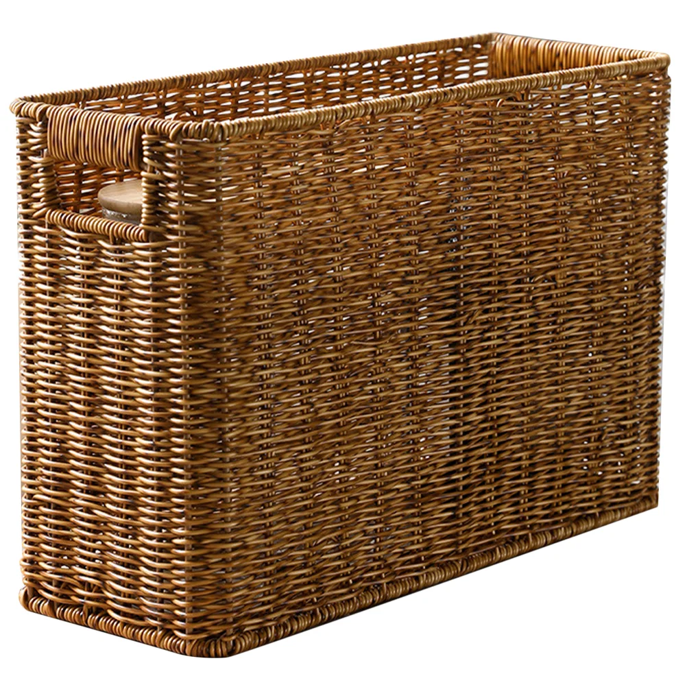 

Basket Storage Woven Magazine Rattan Baskets Holder Box Bin Wicker Toy Sundries Containers Clothes Tray Bins Organizer Book