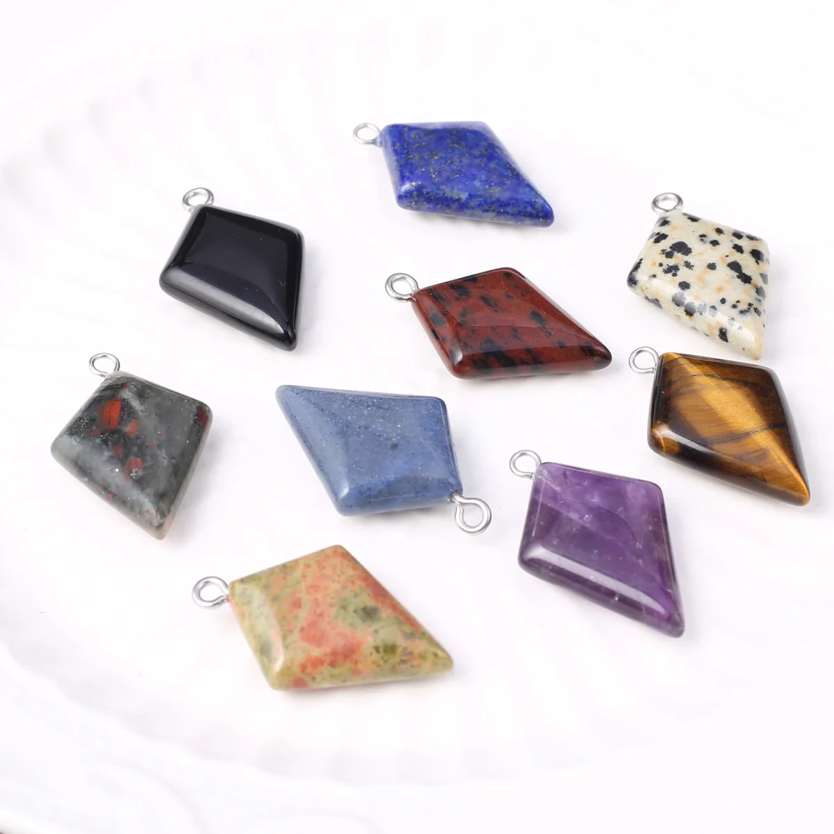 

Natural Stone Pendant Section Lozenge Gemstone Exquisite Charms for Jewelry Making DIY Necklace Bracelet Earring Accessories