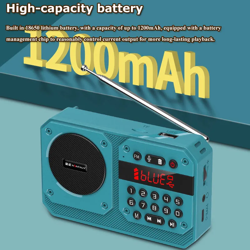 Mini Portable FM Radio High Sensitivity Radios Receiver Wireless Hifi  Bluetooth Speaker with Mic Support Recording TF USB Play (art.: 3920cb0ebd987) - 3920cb0ebd987