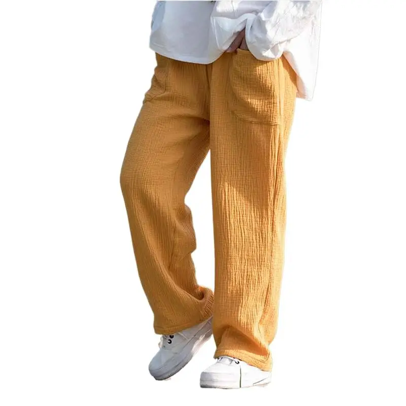 Женские плиссированные брюки из хлопка и льна