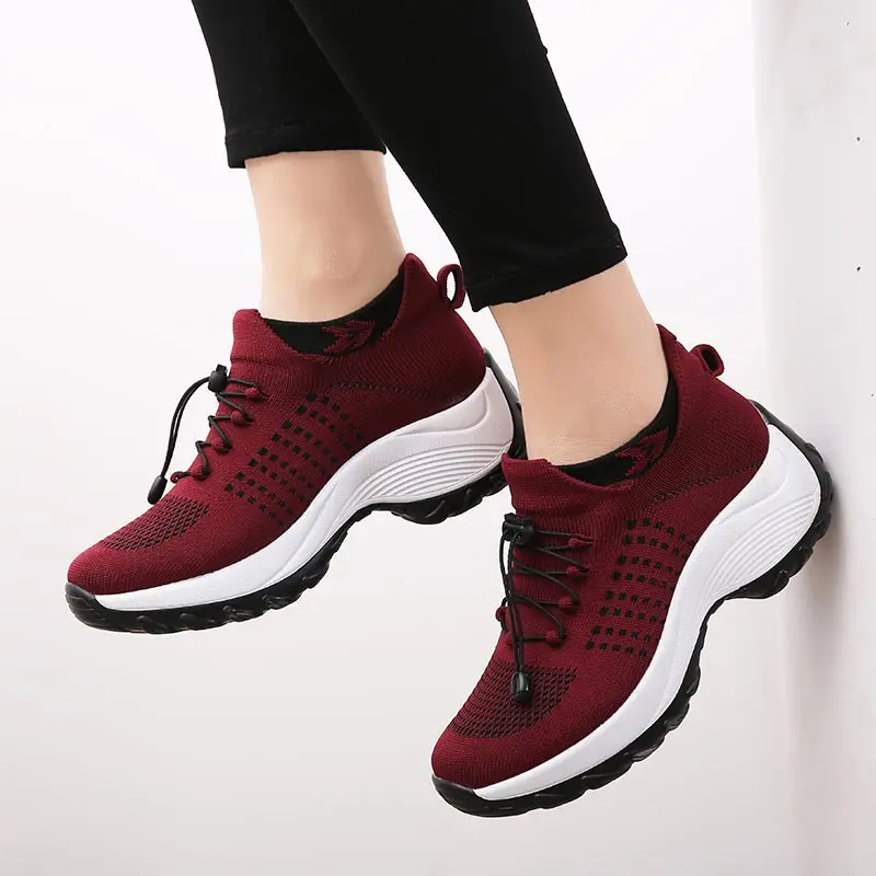 

thick bottom knitted sports tennis for women shoes sport running tennis woman minimalist sneakers tines tnis Footwear donna 1229
