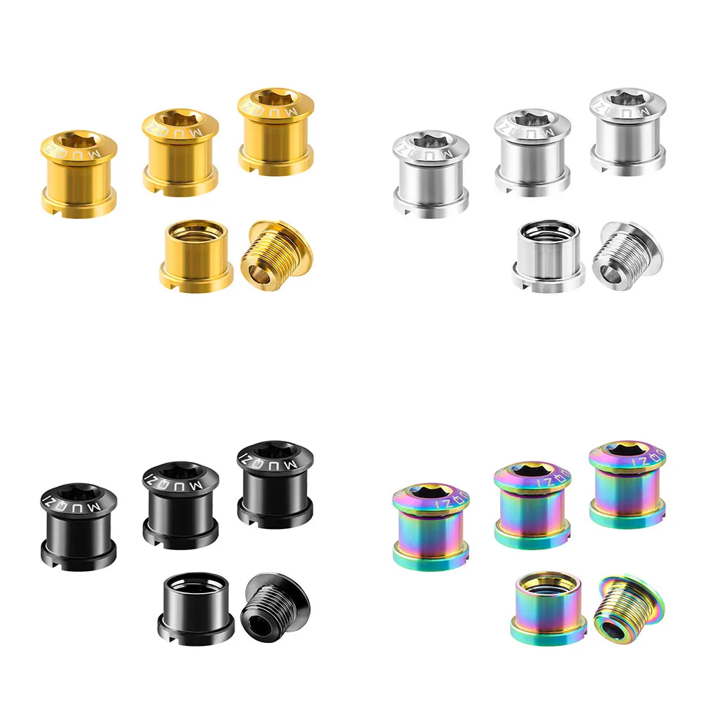 

4pcs Bicycle Chainrings Screws Bike Crankset Bolts Durable TC4 Titanium Alloy Single And Double Disc Nail-to-Lock Fixing Screws