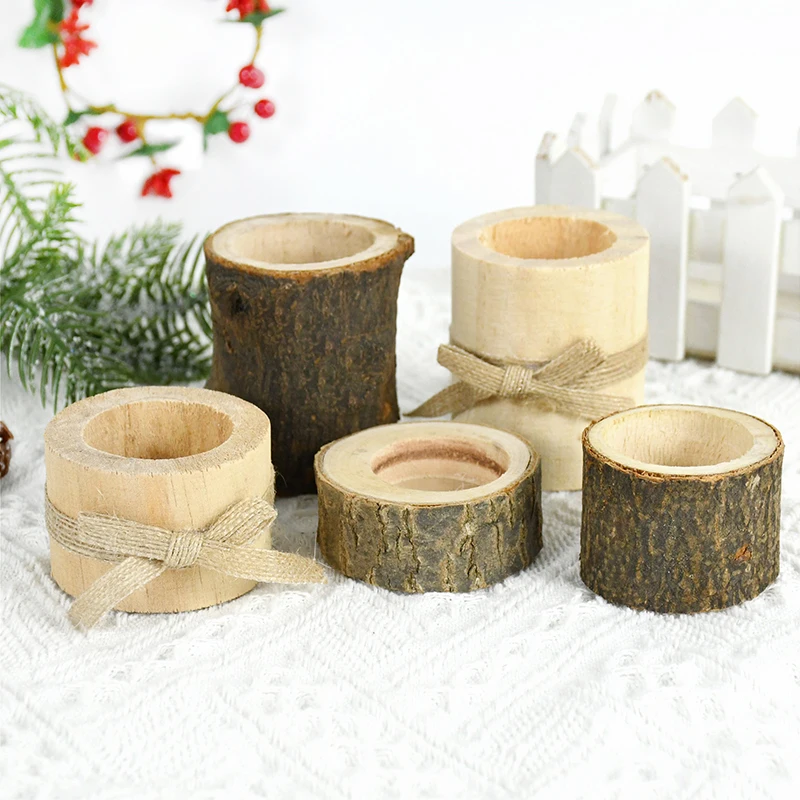 

Wooden Candlestick Rustic Wedding Centerpieces Candle Decor Succulent Plant Pot Holiday Birthday Table Tea Light Candle Decor