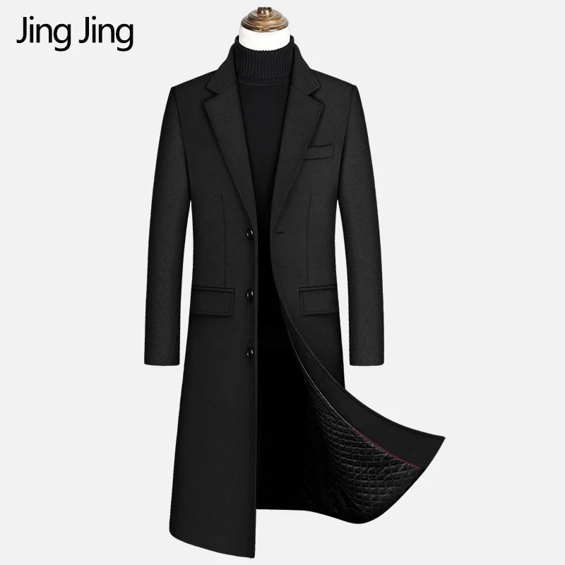 

2022 winter over the knee long men's fashion slim wool coat luxury high quality business gentleman youth thick warm wool coat