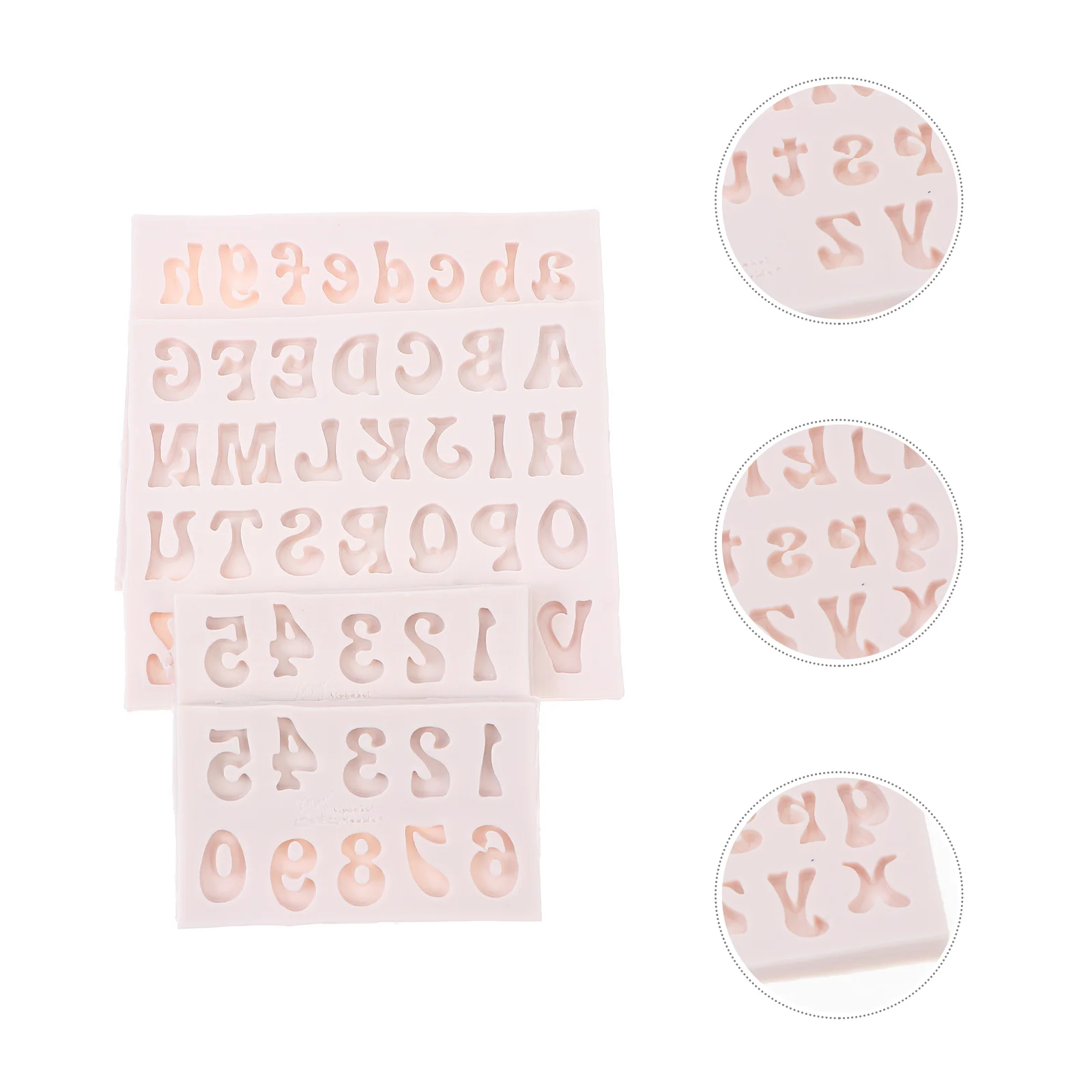 

4pcs Cake Moulds Letters Numbers Chocolate Fondant Molds (Grey)