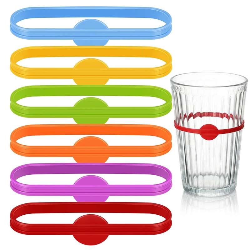 

12Pc Silicone Drink Markers Wine Glass Charms Glass Cup Glass Bottle Strip Tag Marker Labels For Cups Cocktail Glass Party Guest