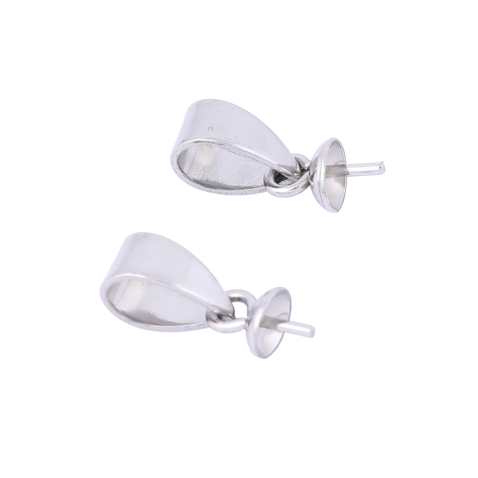 

Onwear 20pcs Stainless Steel Pendant Bail Clip Clasp Hooks Diy Pearl Beads Cap Connector Findings For Jewelry Making