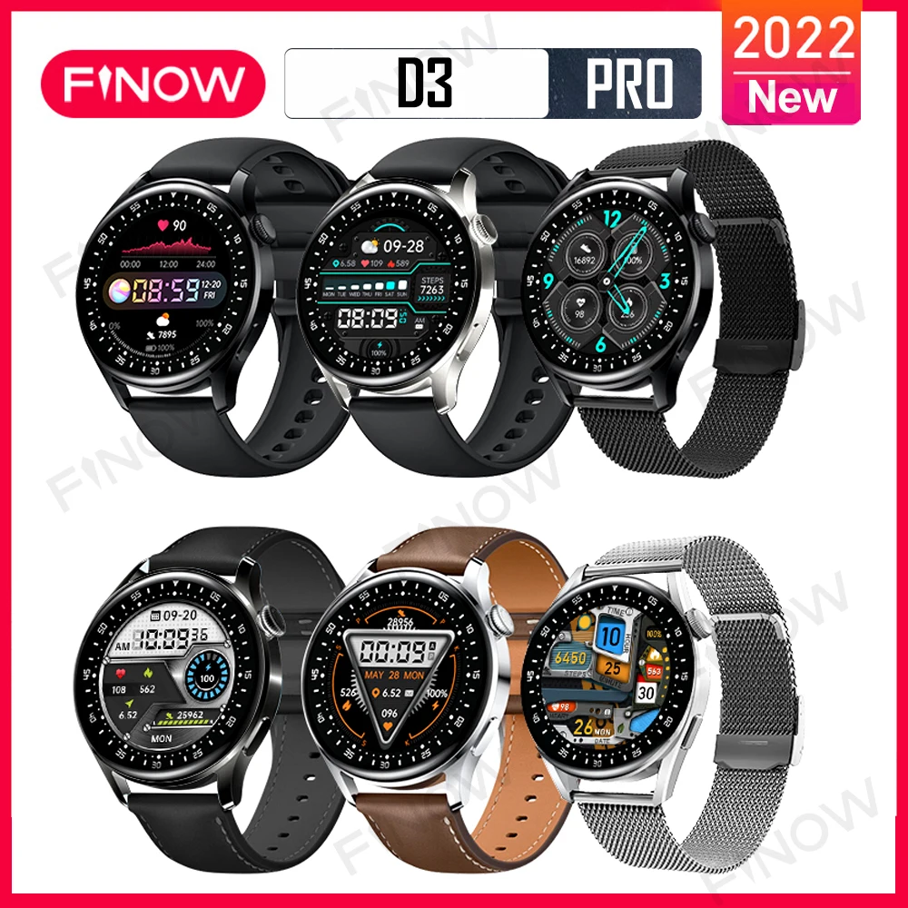 

Finow D3 Pro 2022 Smartwatch for Man Fitness Tracker ECG Blood Oxygen Sleep Monitor Weather BT Call Waterproof Sport Smart Watch
