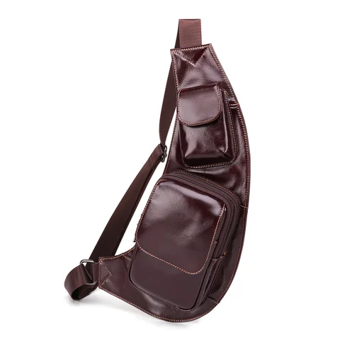 Нагрудная Сумка-слинг для мужчин из натуральной кожи, повседневная сумочка на плечо, нагрудной мессенджер для коротких поездок, кросс-боди, 2023