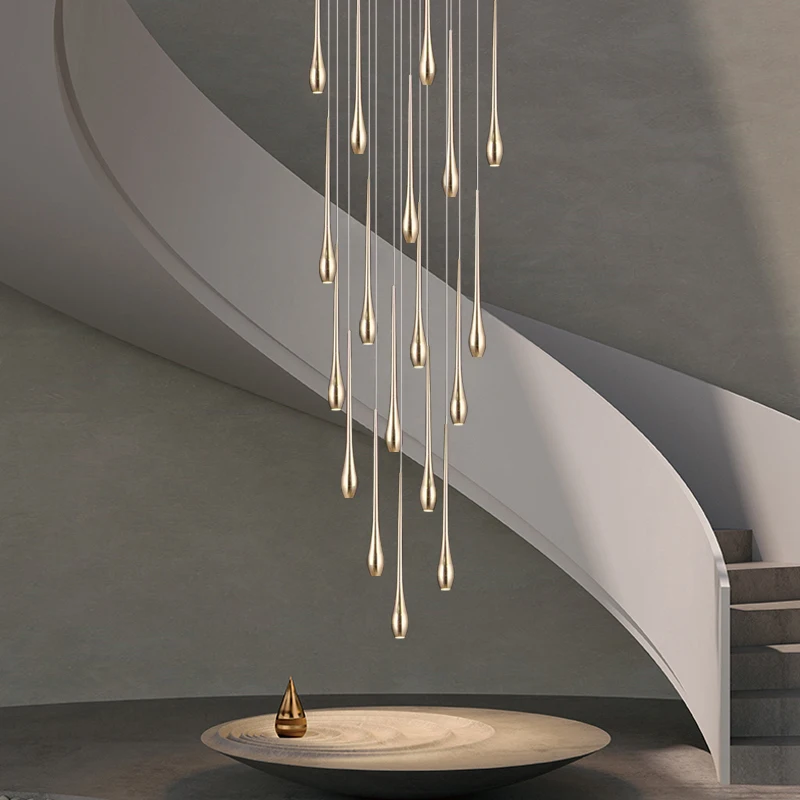 

Modern Lighting Gold-Plated Chandelier Minimal Design Luxury Living Room Lamp Restaurant Kitchen Chandelier Led Stair Chandelier