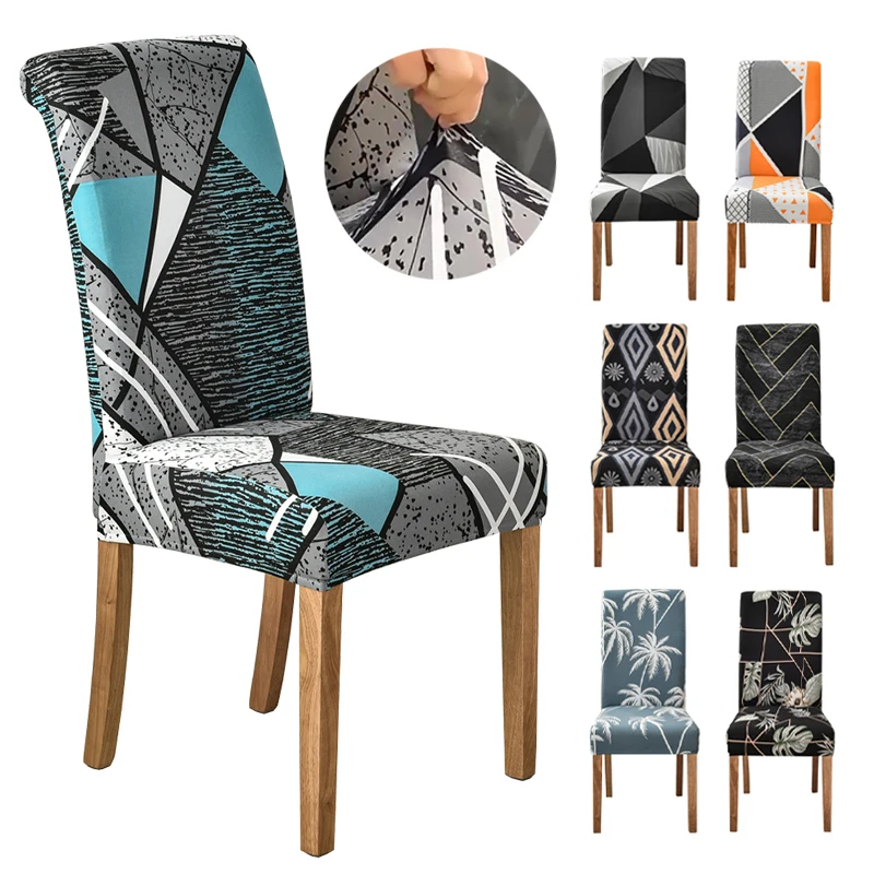 

New Geometric Printed Chair Cover Anti-dirty Stretch Seat Covers for Dining Room Kitchen Banquet Washable Home Decor Slipcovers