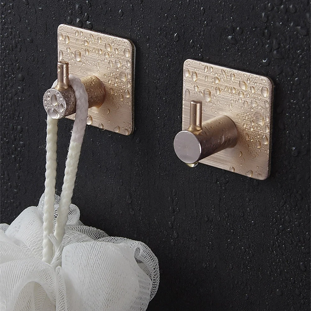 

1pc Aluminum Alloy Self Adhesive Wall Hook Coat Rack Key Holder Rack Towel Rack Clothes Rack Hanging Hooks Bathroom Accessories