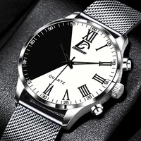 2022 luxury brand minimalist watches mens fashion stainless steel mesh belt quartz watch men business casual clock reloj hombre