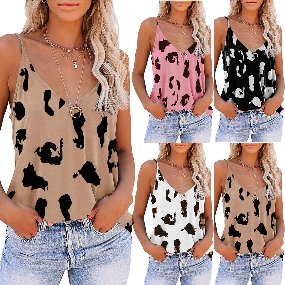 

Женская летняя майка с принтом Leoprad, Повседневная Новинка 2022, женская футболка без рукавов в стиле High Street