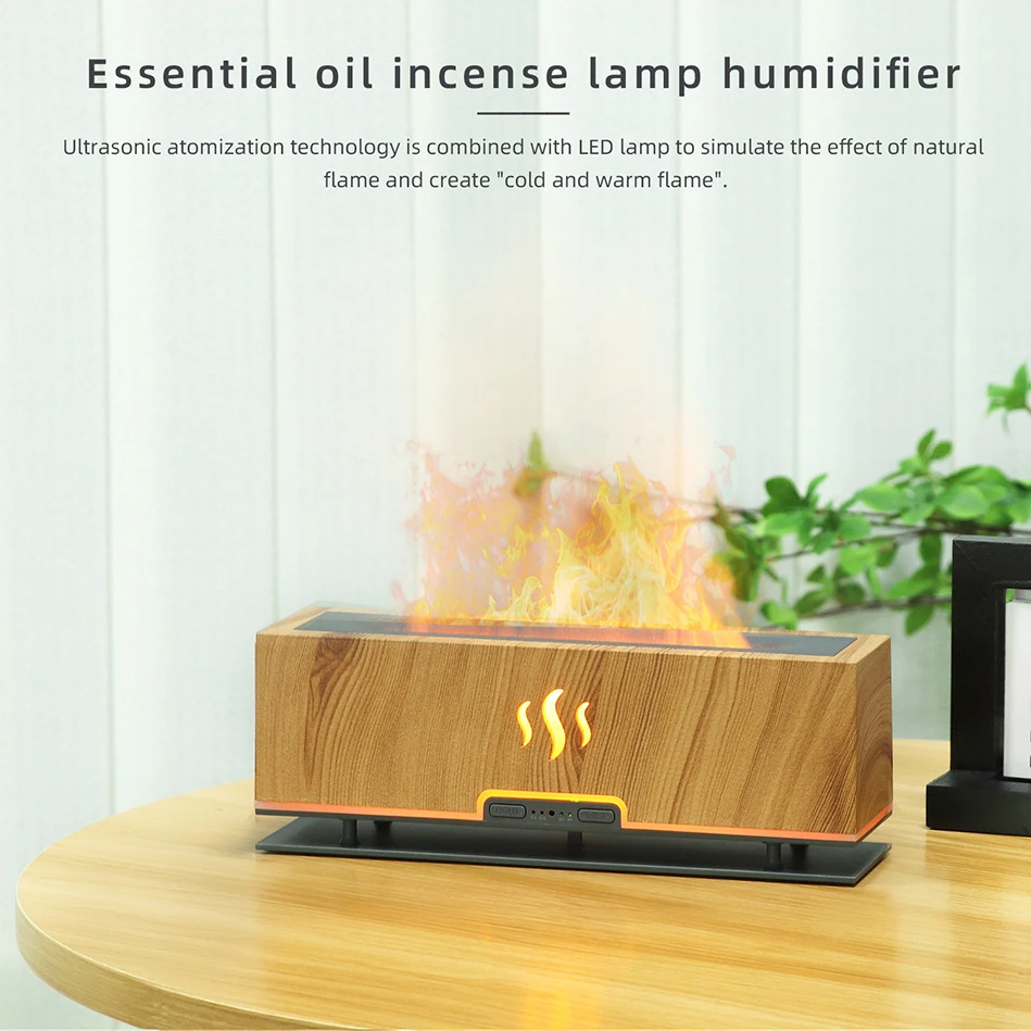 

Flame Aroma Diffuser Desktop Ultrasonic Air Humidifier Aromatherapy Humidifiers Diffusers Home Bedroom Essential Oils Diffuser