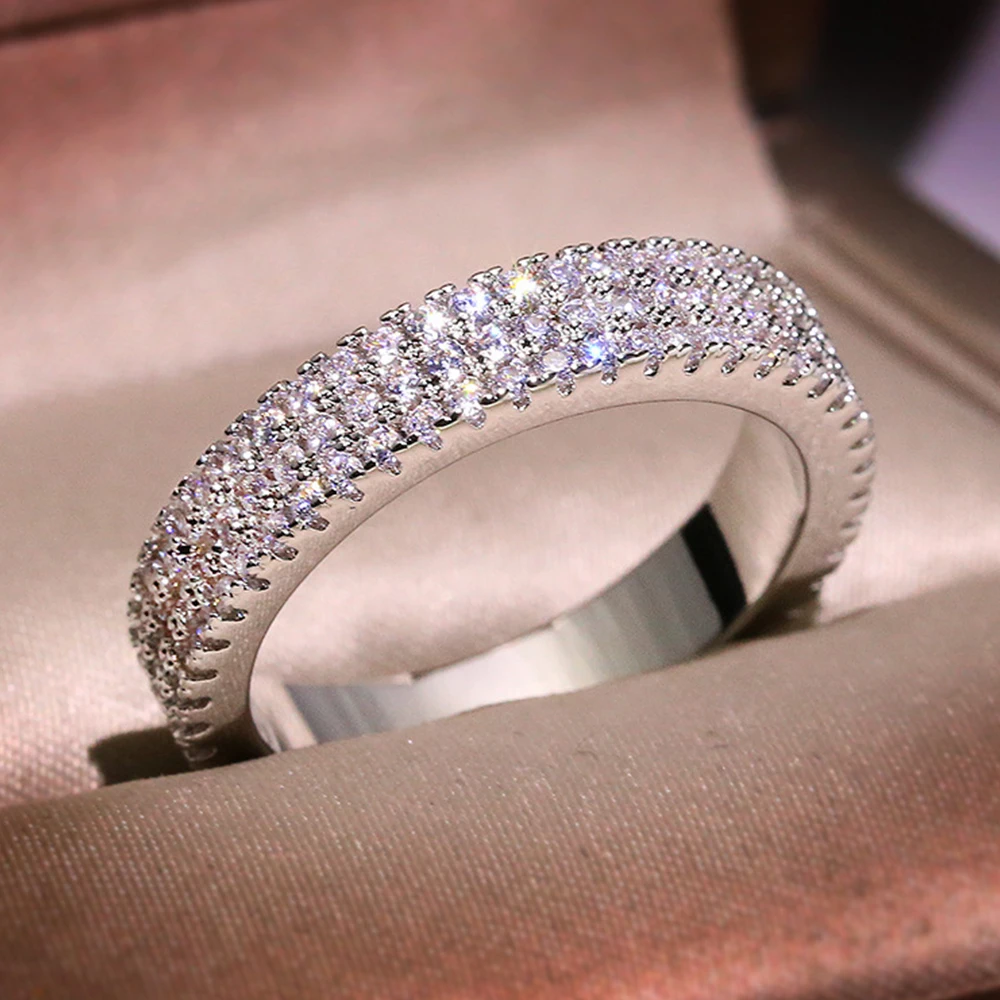

WPB высококачественное женское кольцо, блестящее трехрядное кольцо с бриллиантами, женское роскошное ювелирное изделие, женское кольцо с бриллиантом из циркония, дизайнерский подарок для девушки, искусственное Новое