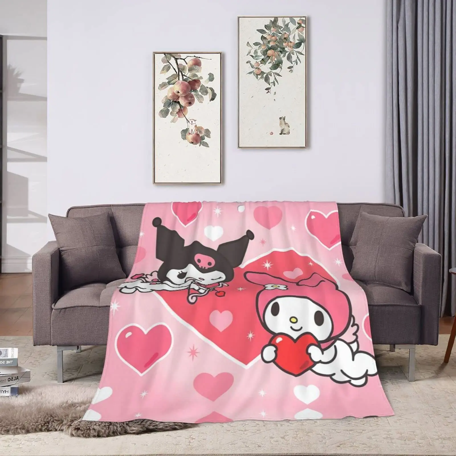 

Фланелевое Одеяло Sanrio Kuromi, многофункциональное Подарочное теплое и удобное одеяло для офиса, кондиционер, Sanrio