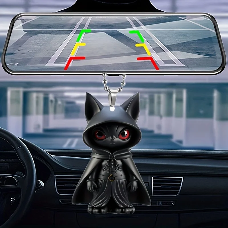 

Cartoon Black Cat Acrylic 2D Pendant Car Accessories Rearview Mirror Decoration Pendant Bag and Keychain Accessories Christmas