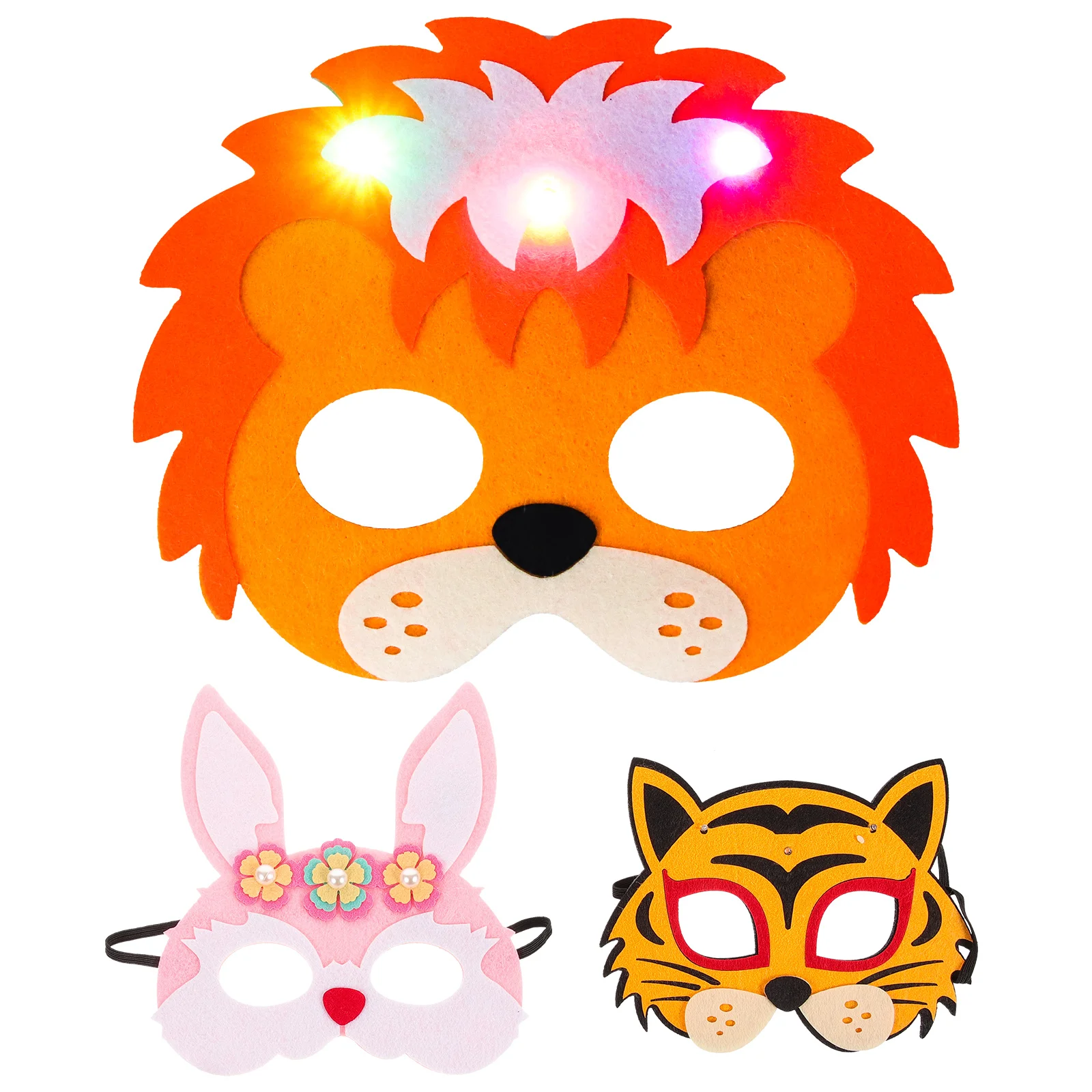 

3 Pcs Adult Novelty Party Supplies Masquerade The Flowers Halloween Photo Booth Props Felt Light Mask Carnival Decor Child