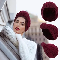 knot twist turban headbands cap female muslim indian hats bandana beanie cancer patient inner hijabs wrap women hair accessories