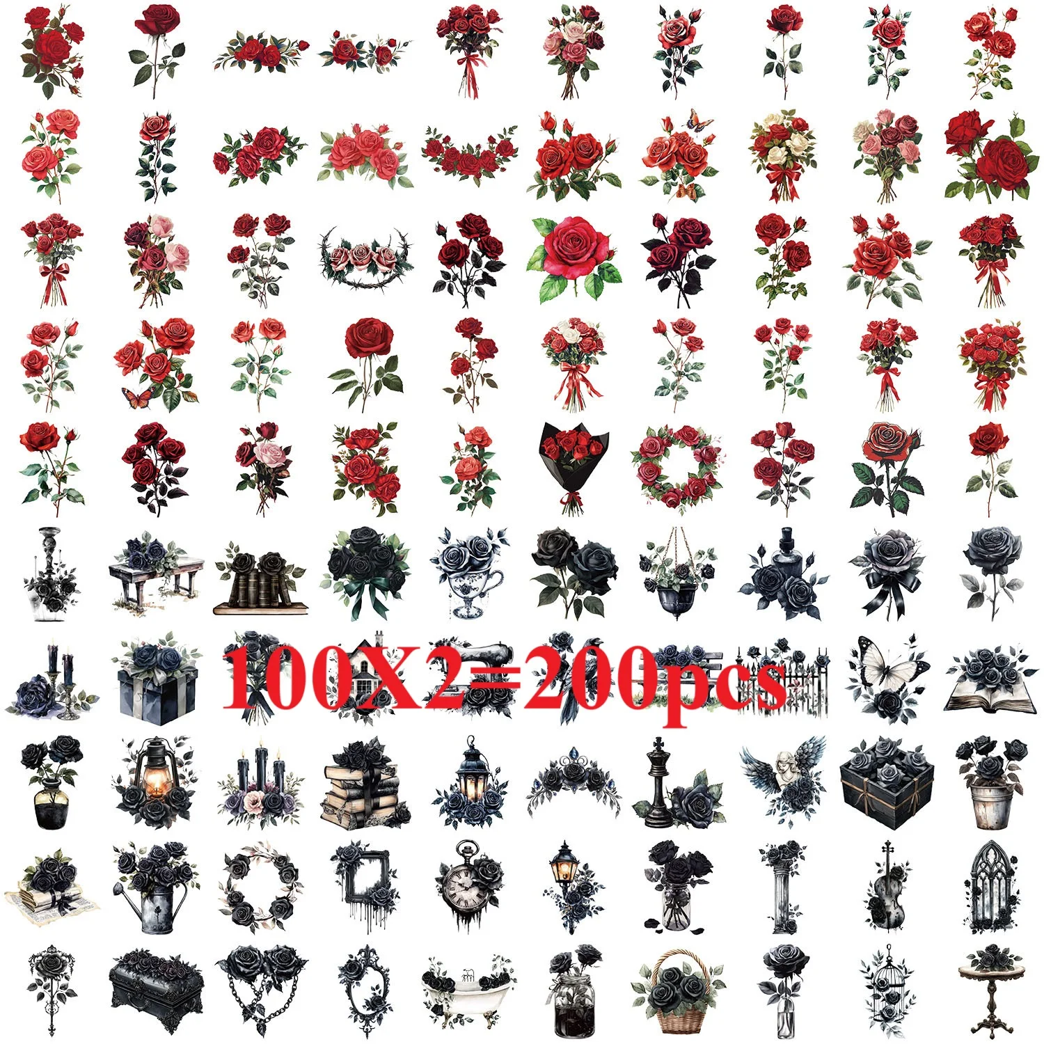 

Самоклеящиеся наклейки розы темные/красные