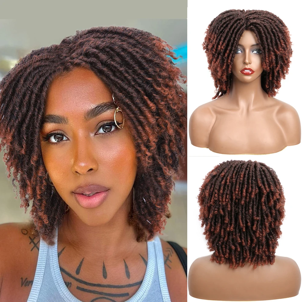

Bellqueen Dreadlocks Wig Synthetic Soft Natural Crochet Braided Wig Ombre Short Afro Twist Dreads Locs Wig For Black Women
