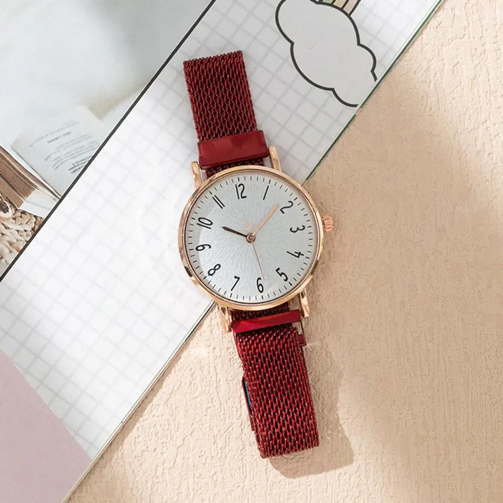 Женские кварцевые часы с круглым циферблатом магнитный Соединительный ремешок