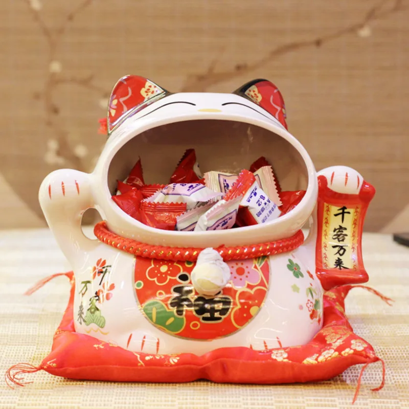 

Керамическая коробка для конфет, 7 дюймов, кошка на удачу