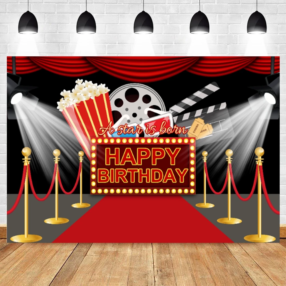 

Superstar Stage Red Carpe Cinema Photography Background Decor Baby Newborn Happy Birthday Party Photocall Backdrop Studio Shoot