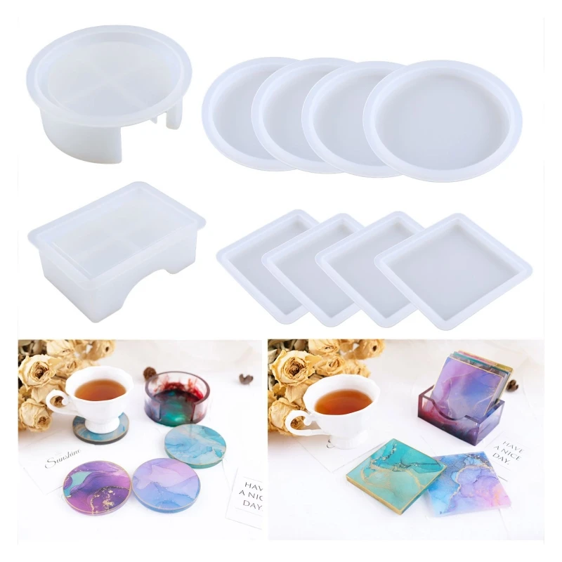 

Coaster Resin Mold Coaster Rack Silicone Mold Cup Mat Epoxy Resin Casting Mold X3UD