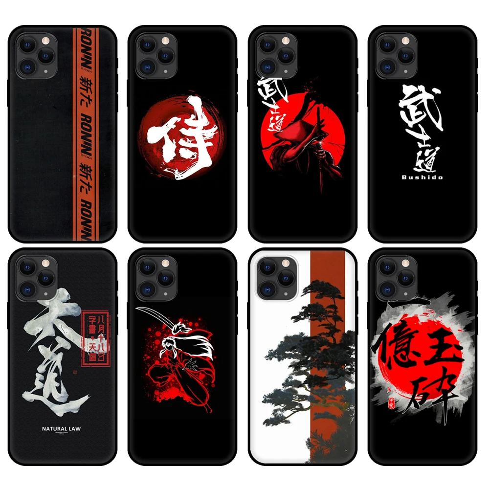 

Black tpu case for iphone 5 5s se 6 6s 7 8 plus x 10 XR XS 11 12 mini pro MAX back cover Japanese RONINSUTAIRU FRESH Bushido
