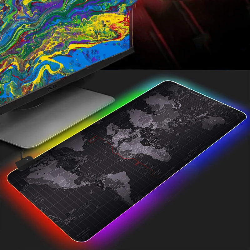 

Коврик для мыши со светодиодной подсветкой, RGB чехол для клавиатуры, большой игровой Настольный коврик, цветной поверхностный коврик для мы...