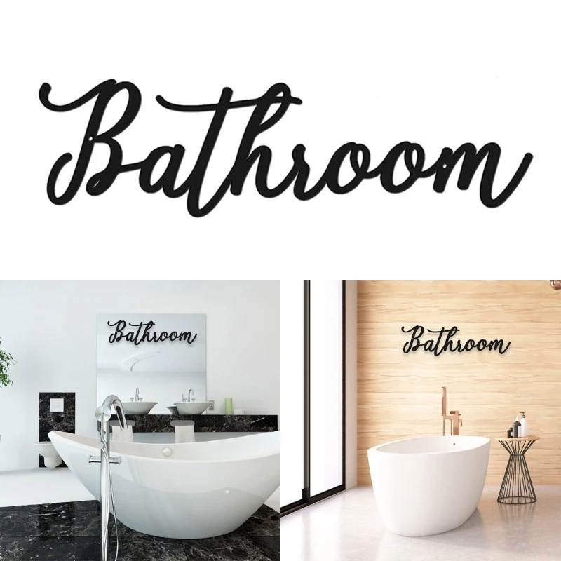 

Metal Bathroom Sign Wall Art Decor Decorative Ornament Model for Dormitory Restaurant Bedroom Decoration