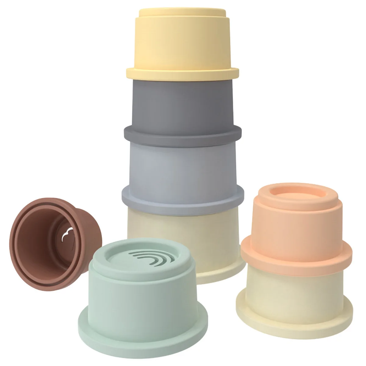 

8pcs Stacking Cup Toys Food-grade Silicone Nesting Cup Toy BPA-free Building Cup Sensory Development Toys for Infant Toddlers
