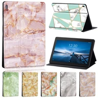 leather stand cover case for lenovo smart tabm7m8m10 fhd pluslenovo tab e10tab m10anti fall marble series flip tablet case
