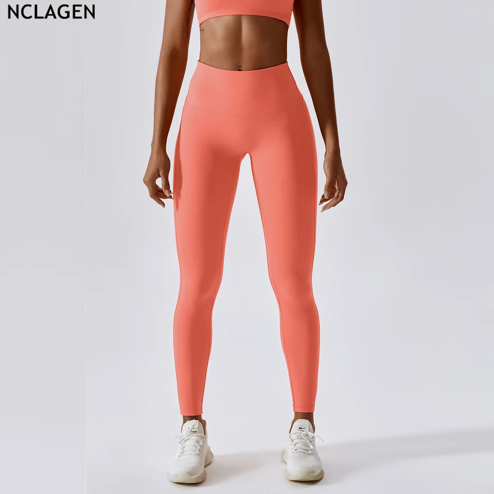 

Штаны NCLAGEN для йоги, бега, быстросохнущие штаны для фитнеса, конфетных цветов, с высокой талией, плотные спортивные штаны, Женские Дышащие штаны для тренажерного зала