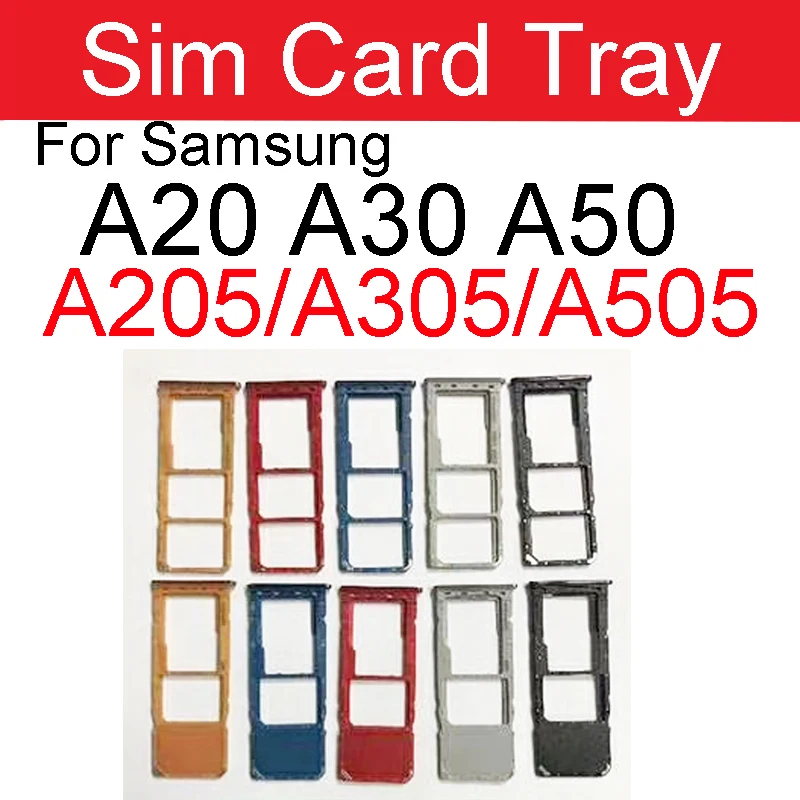 Лоток для Sim-карты для Samsung A20, A205, A30, SM-A305 A50, A505, A505F, A505FM, A505FN, SIM-карты, адаптеры, держатель, разъем, запасные части