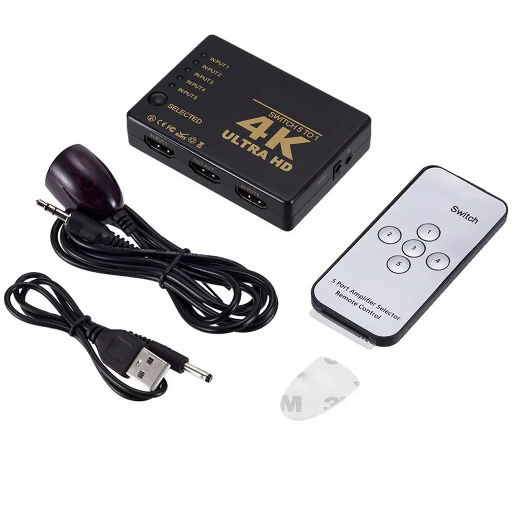 

Mini HDMI-Compatible Switcher 4K 1080P 3 5 Port HDMI-Compatible Switch Selector Splitter With Hub IR Remote Controller