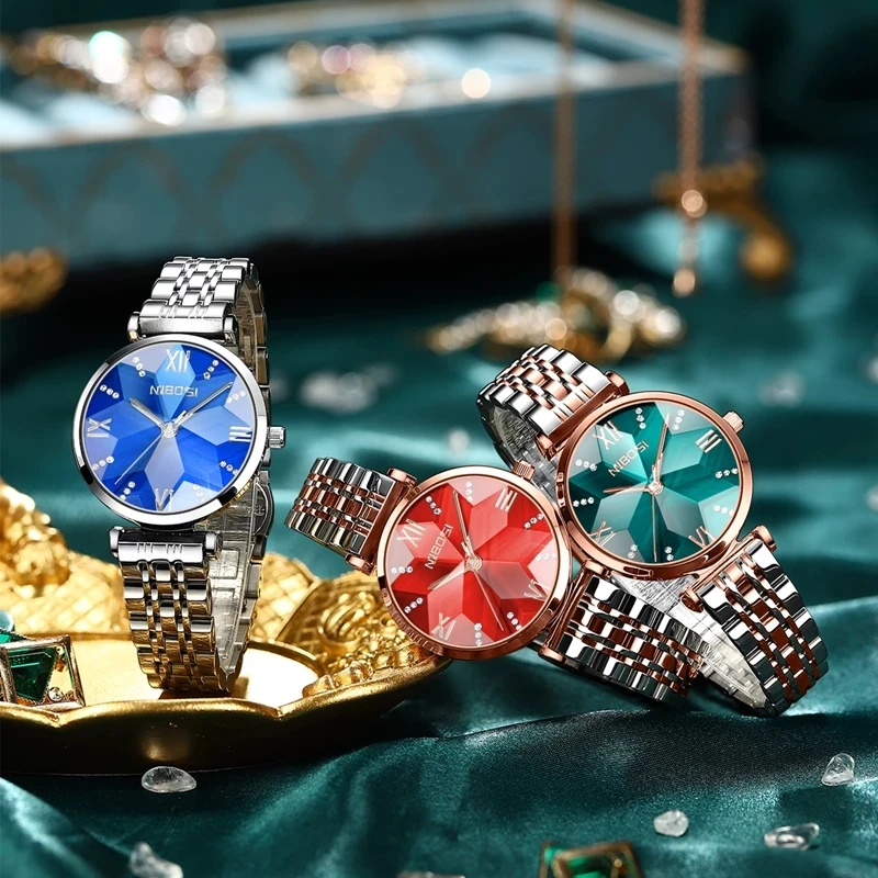 NIBOSI модные женские кварцевые часы с ромбическим зеркалом лучший бренд роскошные