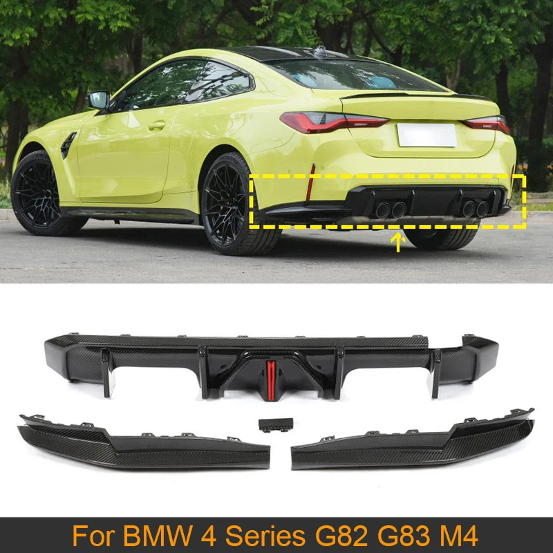

Car Rear Bumper Diffuser Lip Splitters For BMW 4 Series G82 G83 M4 2021 2022 Rear Diffuser Lip Spoiler Carbon Fiber