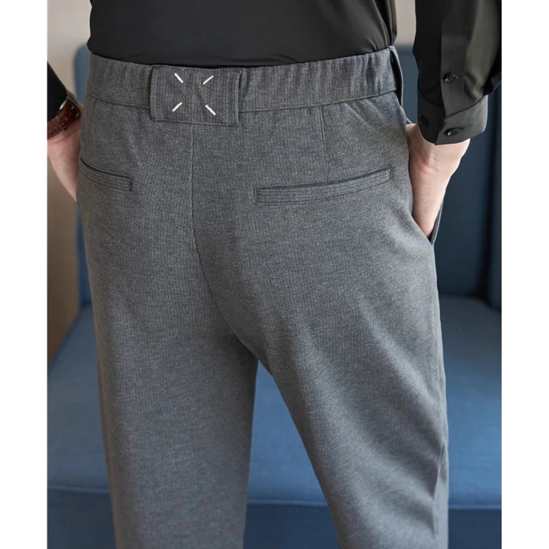 Черные модные мужские облегающие брюки зимние твидовые абрикосово-серые хаки