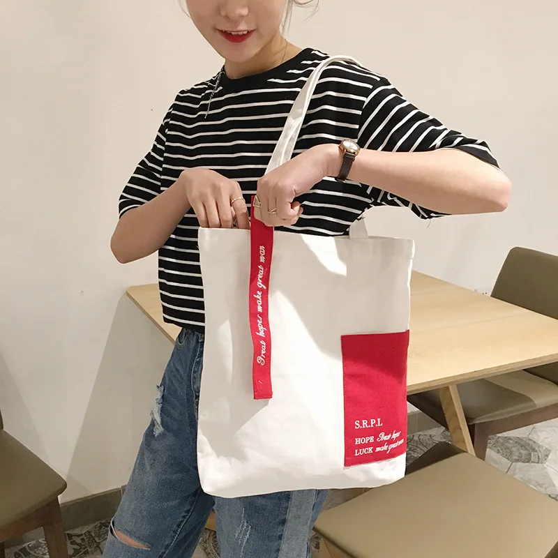 

Большая простая Студенческая сумка с надписью, женская сумка через плечо