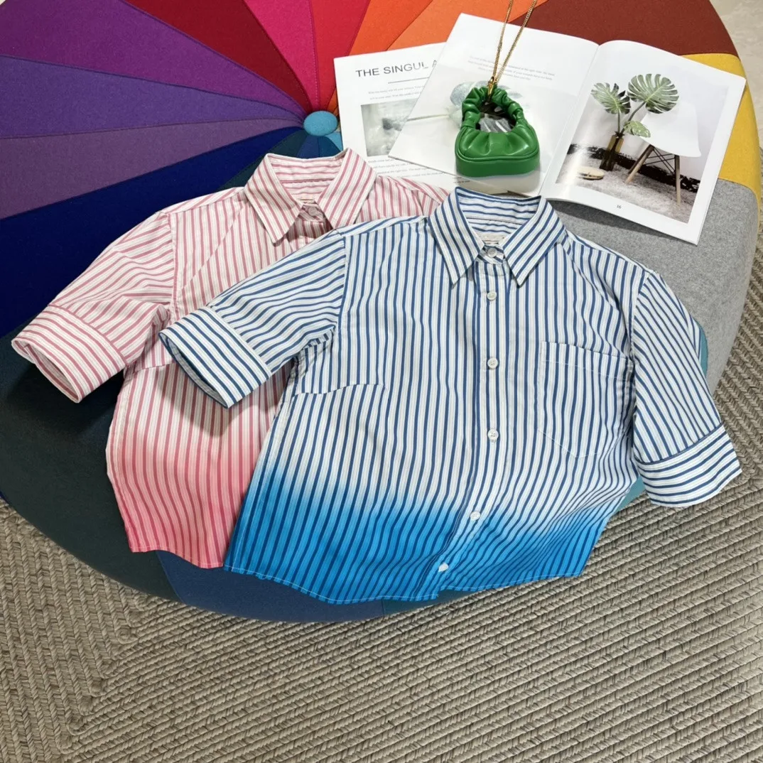 

Female Clothing Shirt Top Women Blouse Women Clothing Woman Clothes Fashion 2022 Summer Women's Shirt Gradient Striped Shirt
